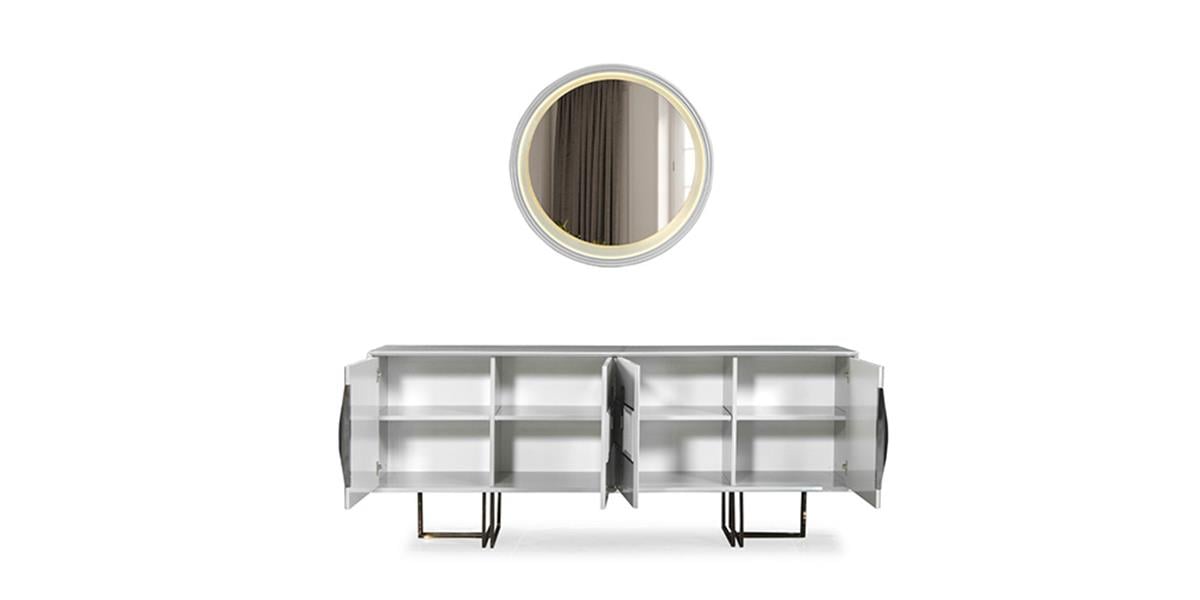 Riva Sis Gri Yemek Odası