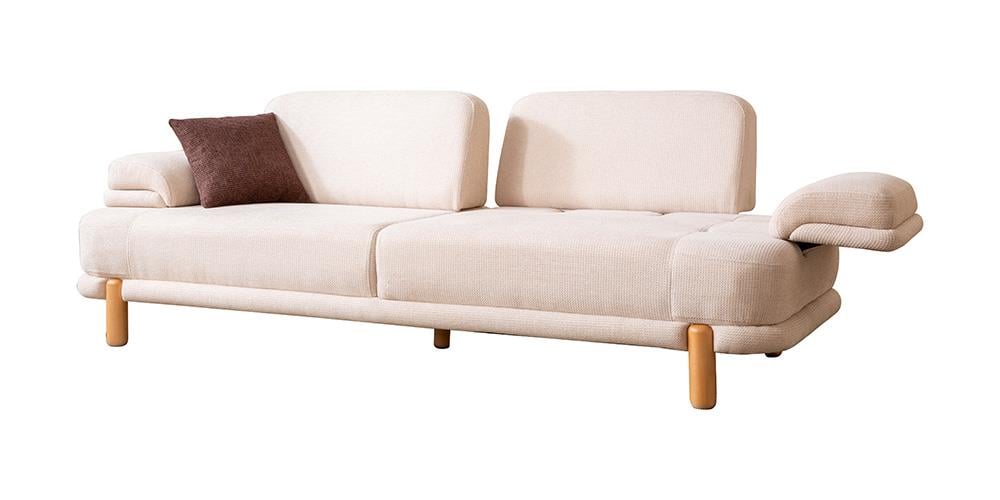 Roma Krem Üçlü Koltuk