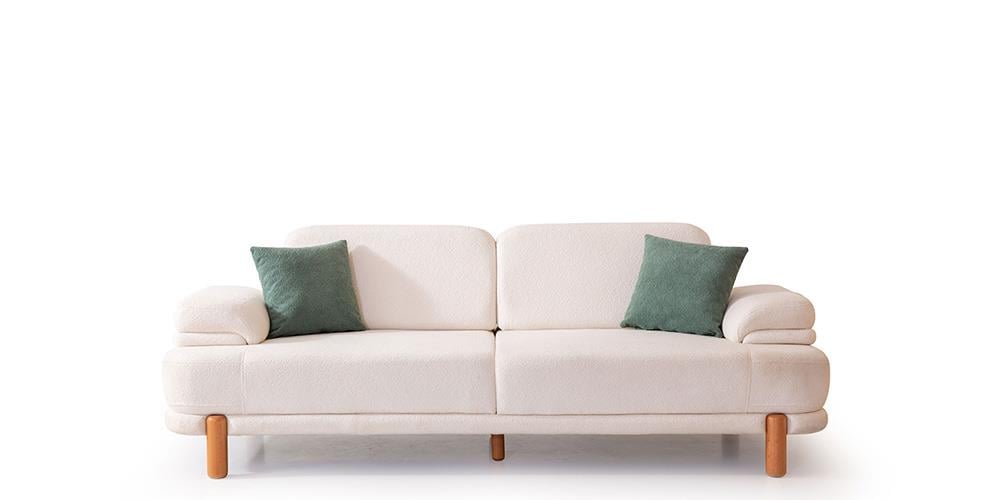 Roma Krem Üçlü Koltuk