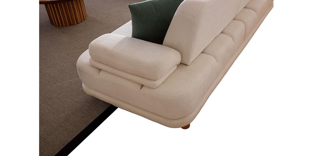 Roma Krem Üçlü Koltuk