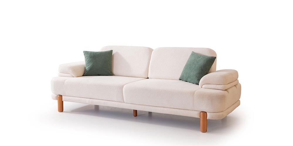 Roma Krem Üçlü Koltuk