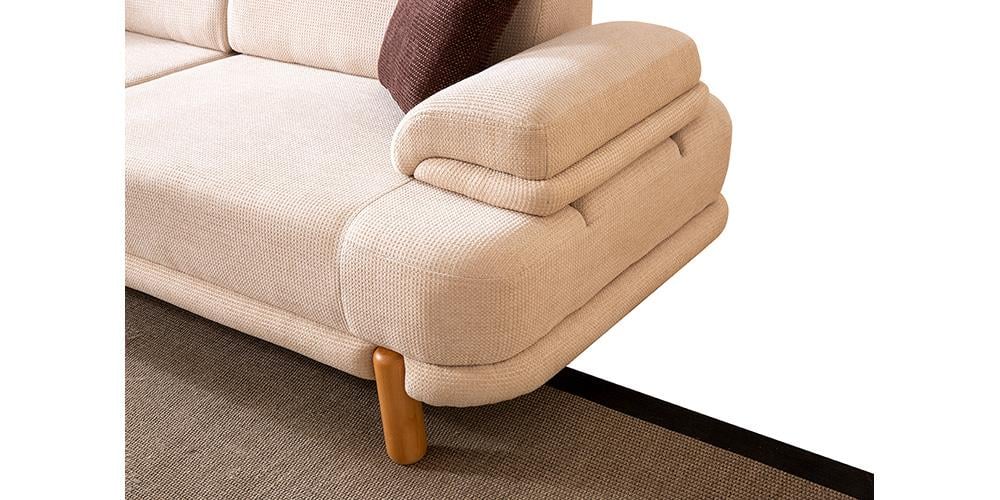 Roma Krem Üçlü Koltuk