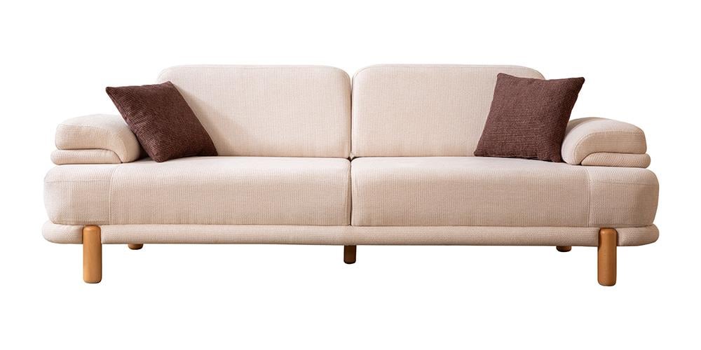 Roma Krem Üçlü Koltuk