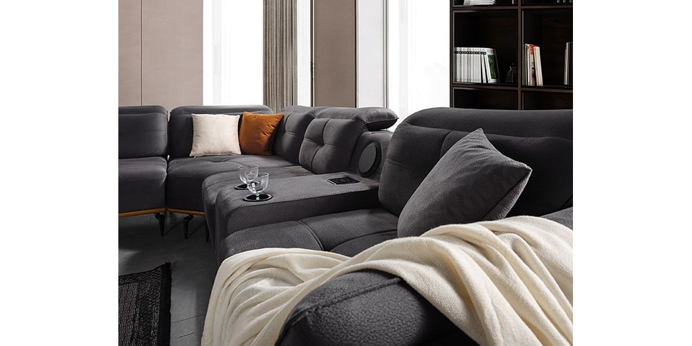 Seray Antrasit Ses Sistemli Köşe Koltuk