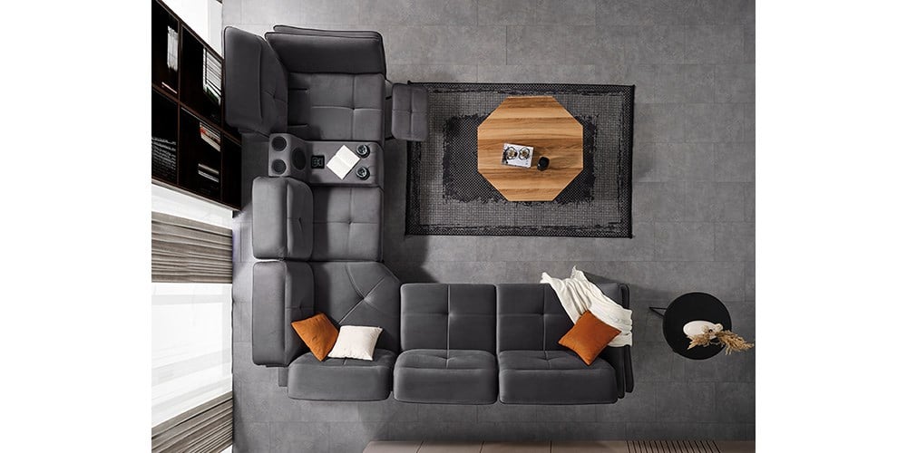 Seray Antrasit Ses Sistemli Köşe Koltuk