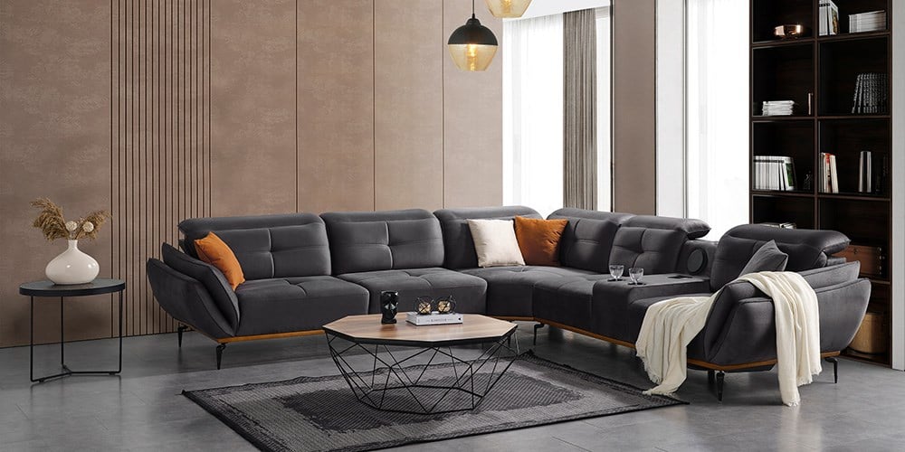 Seray Antrasit Ses Sistemli Köşe Koltuk