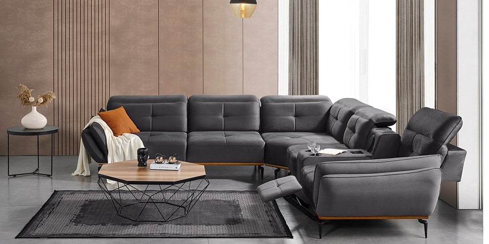 Seray Antrasit Ses Sistemli Köşe Koltuk