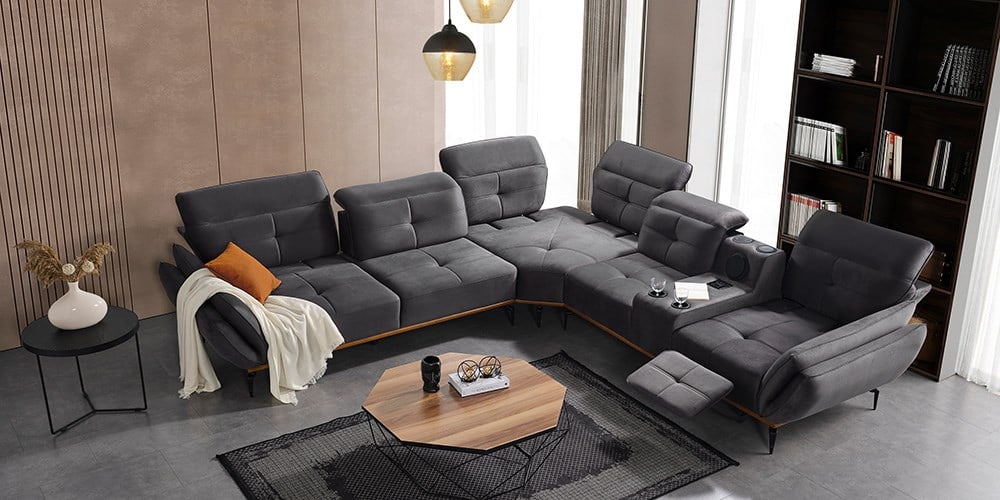 Seray Antrasit Ses Sistemli Köşe Koltuk