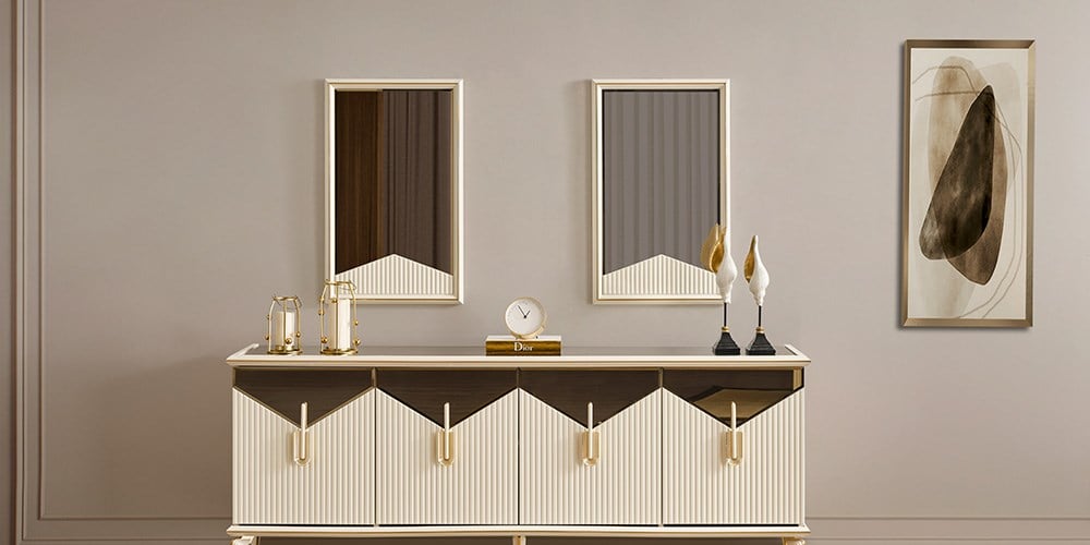 Side Gold Ayaklı Aynalı Konsol