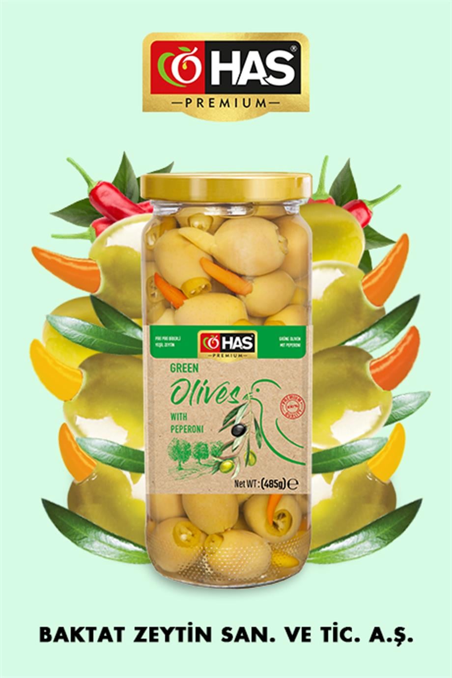 Piri Piri Biberli Yeşil Zeytin 500cc
