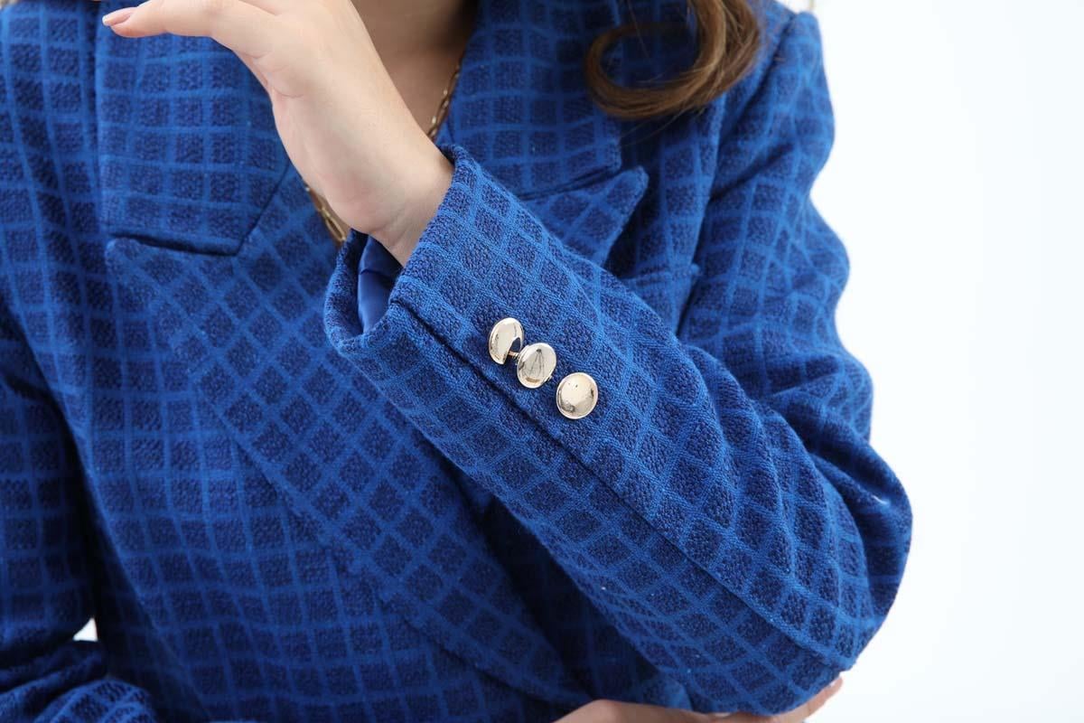 Kare Desen Kruvaze Yaka Chanel Ceket - SaksMavisi