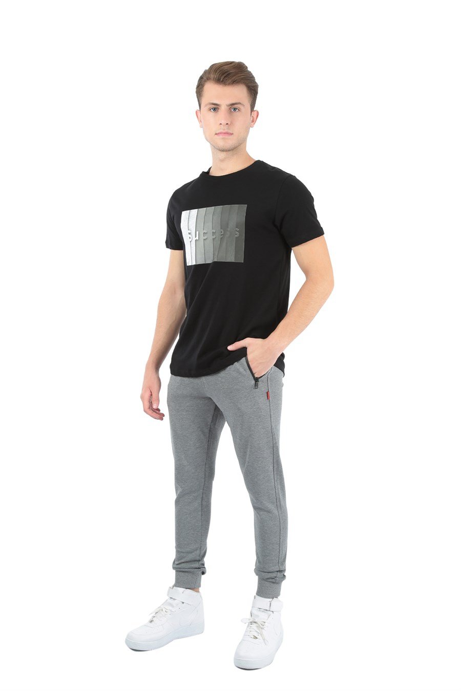 JOHN FRANK BASIC JOGGING GRİ MELANJ