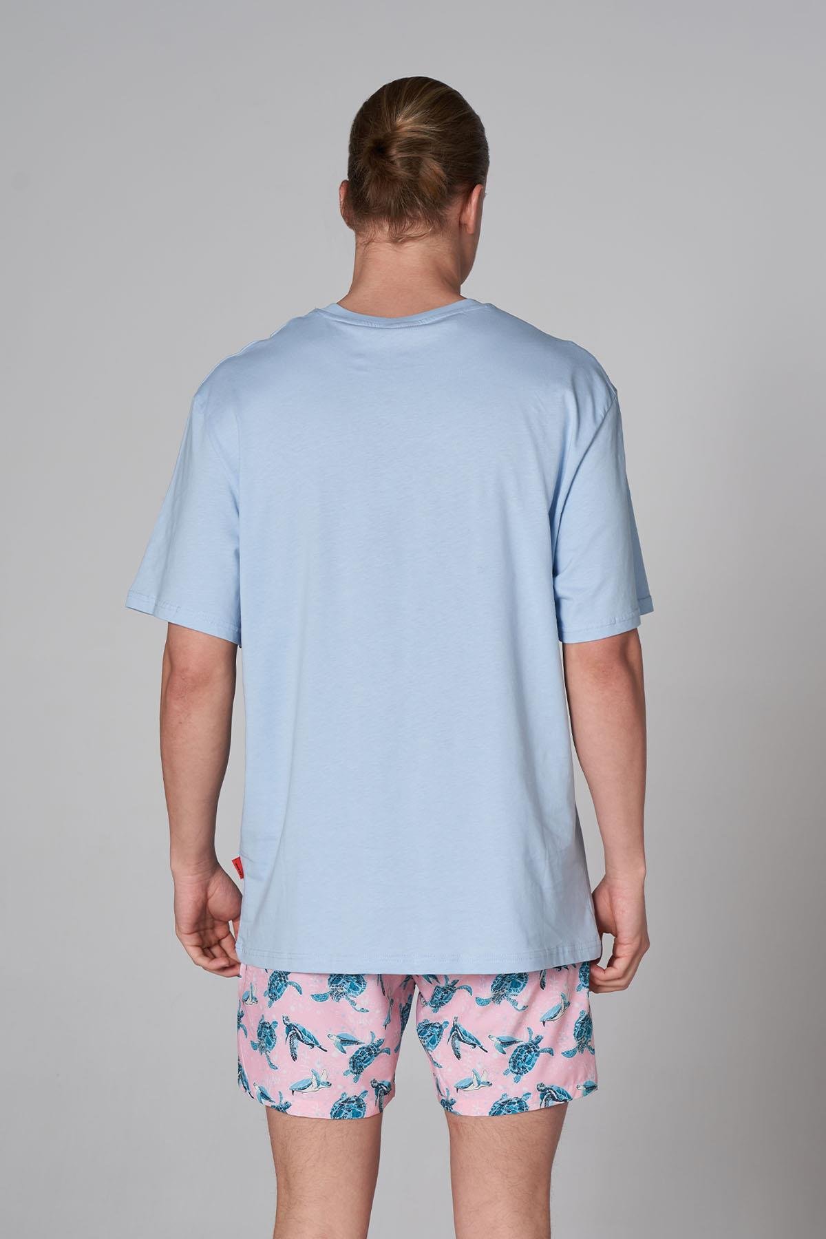JOHN FRANK BASIC OVERSIZE T-SHIRT AÇIK MAVİ