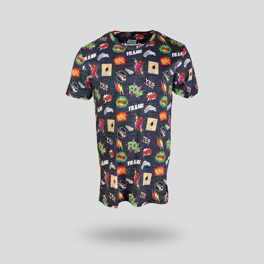 JOHN FRANK BASKILI DİJİTAL T-SHIRT MULTICOLOR