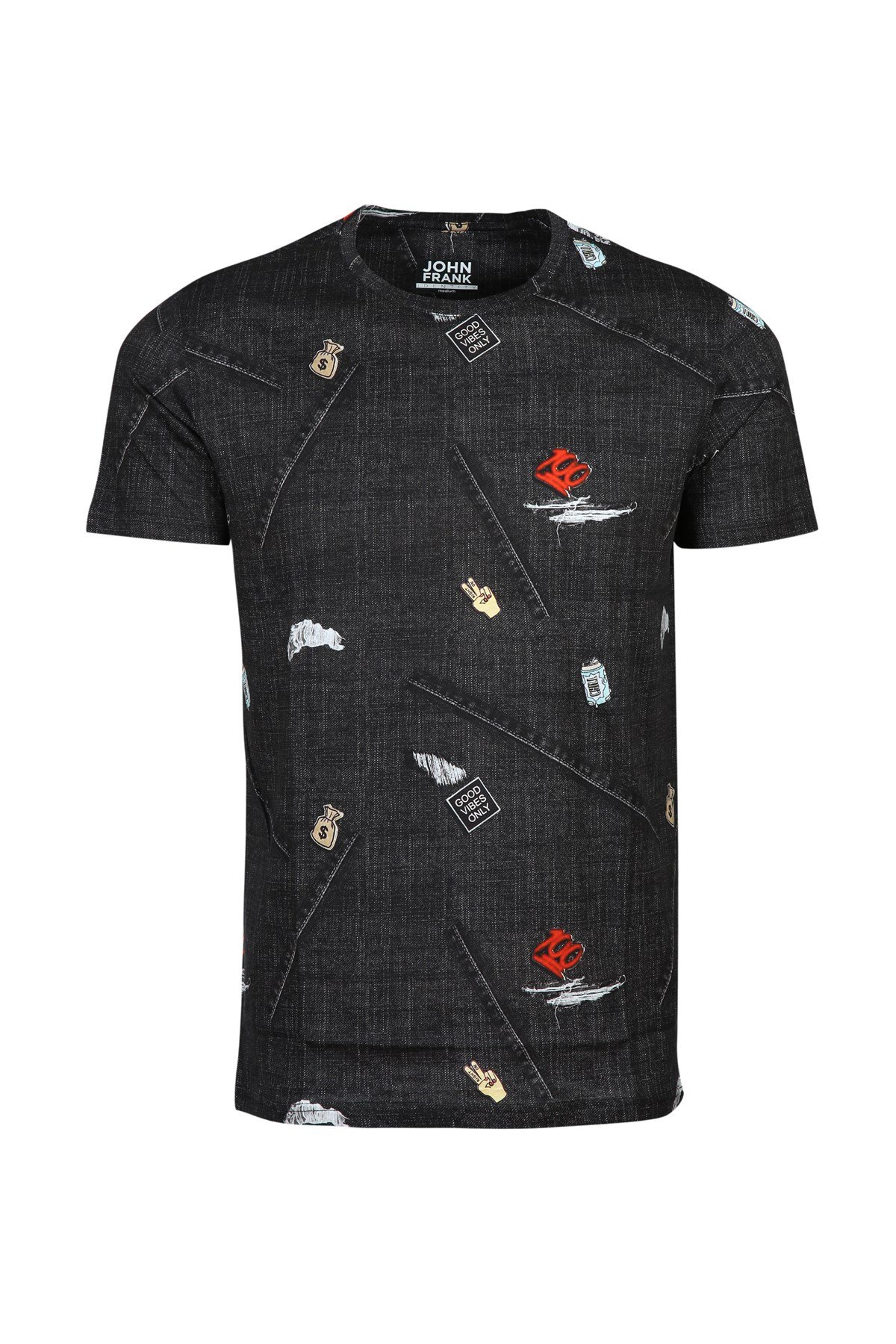 JOHN FRANK BASKILI DİJİTAL T-SHIRT MULTICOLOR
