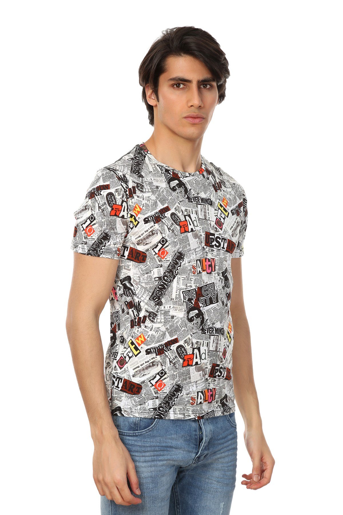 JOHN FRANK BASKILI DİJİTAL T-SHIRT MULTICOLOR
