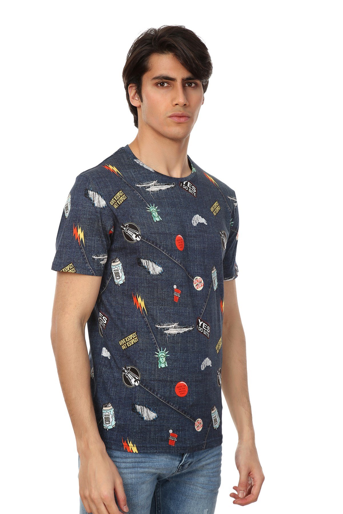 JOHN FRANK BASKILI DİJİTAL T-SHIRT MULTICOLOR