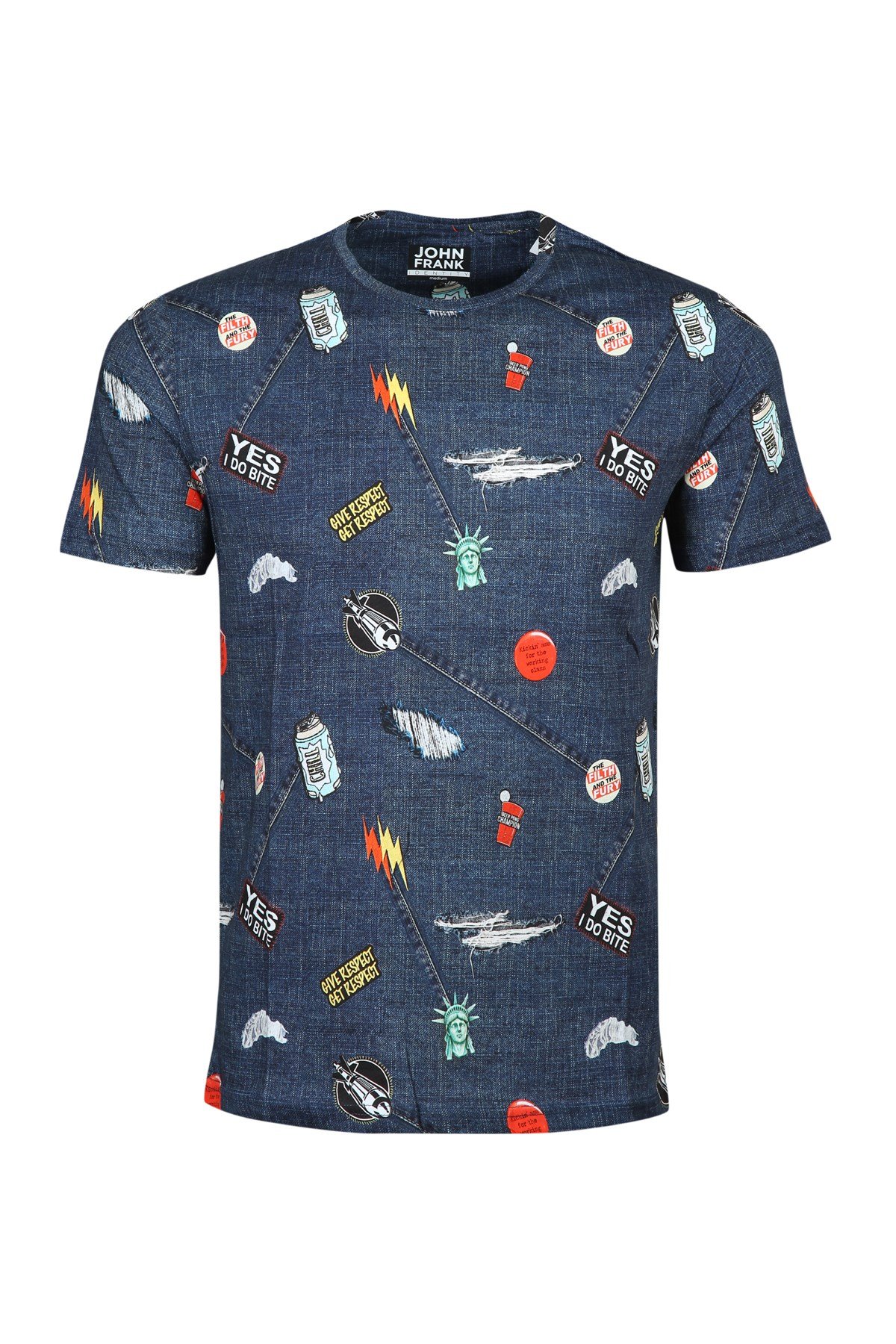 JOHN FRANK BASKILI DİJİTAL T-SHIRT MULTICOLOR