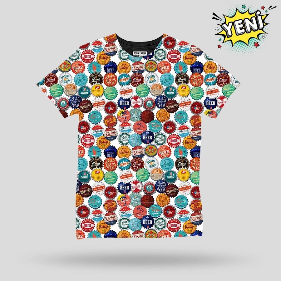 JOHN FRANK BASKILI DİJİTAL T-SHIRT MULTICOLOR