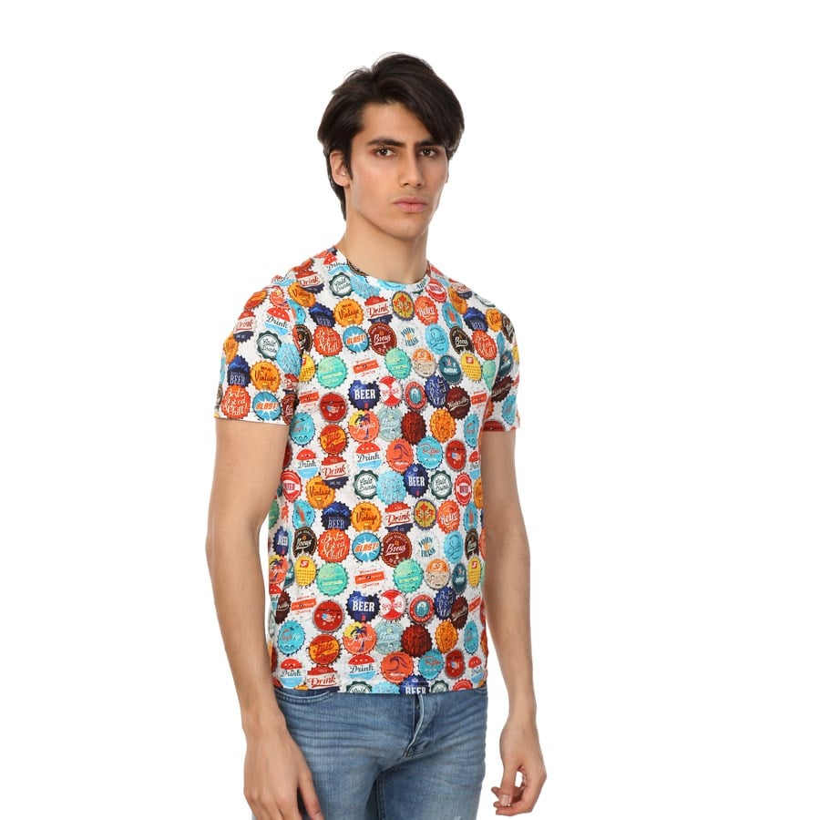 JOHN FRANK BASKILI DİJİTAL T-SHIRT MULTICOLOR