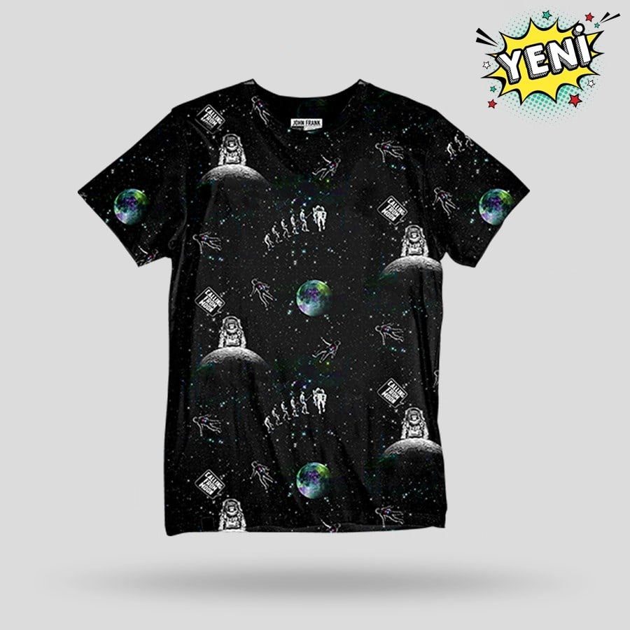 JOHN FRANK BASKILI DİJİTAL T-SHIRT MULTICOLOR