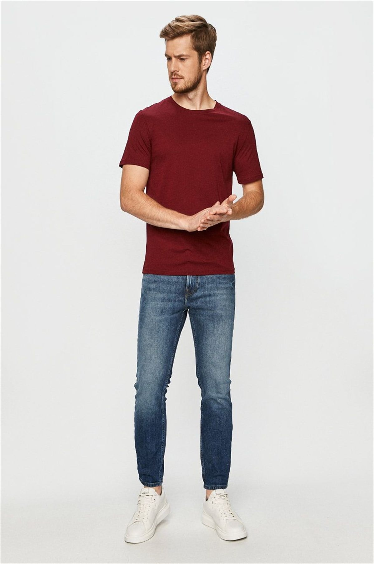 JOHN FRANK BASIC T-SHIRT BORDO
