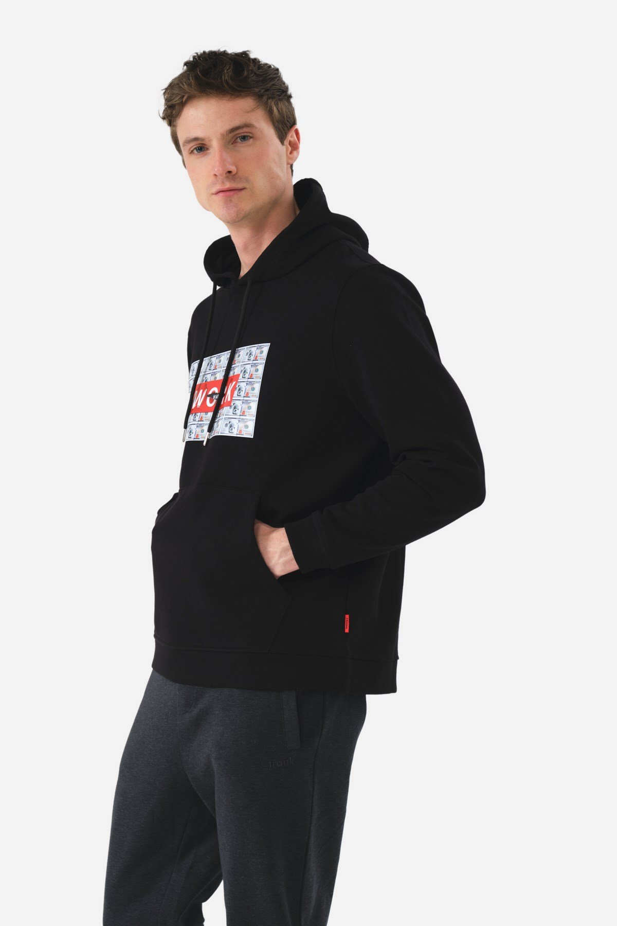 John Frank Cool Siyah Kapüşonlu Sweatshirt - Work