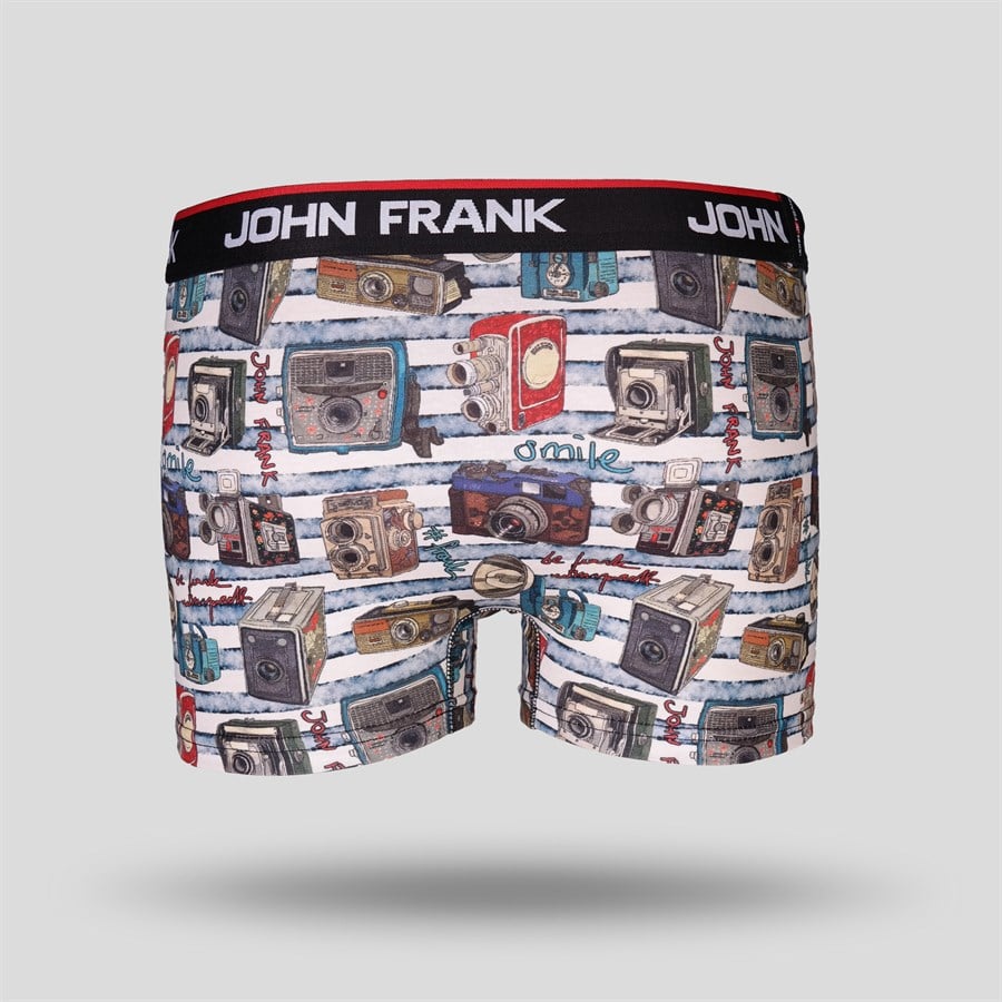 JOHN FRANK DİJİTAL BASKILI BOXER BEYAZ-MAVİ