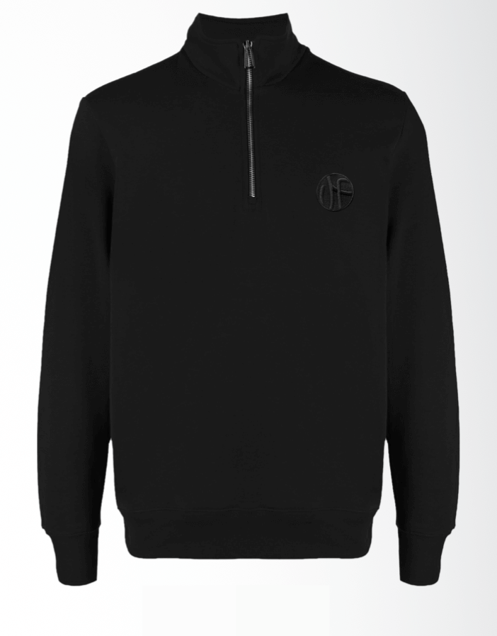 JOHN FRANK HALF ZIP STUDIO HOODIE SWEATSHIRT SİYAH