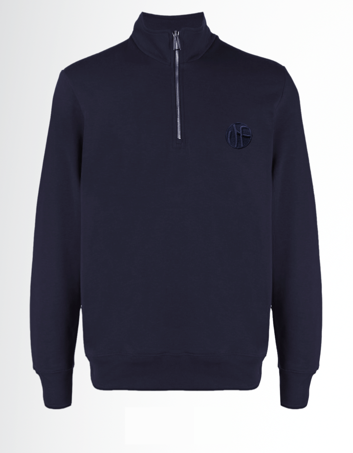 JOHN FRANK HALF ZIP STUDIO HOODIE SWEATSHIRT LACİVERT