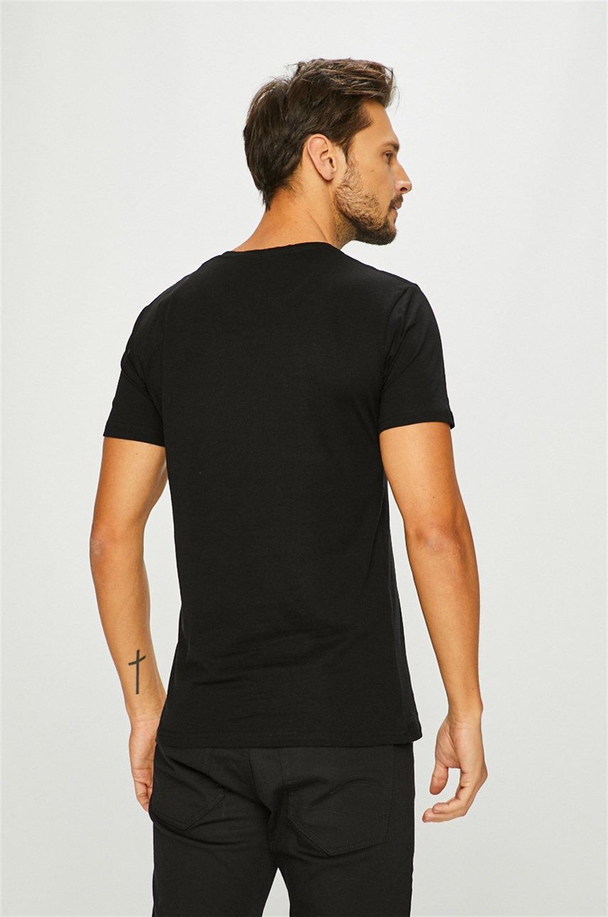 John Frank Siyah Basic T-Shirt
