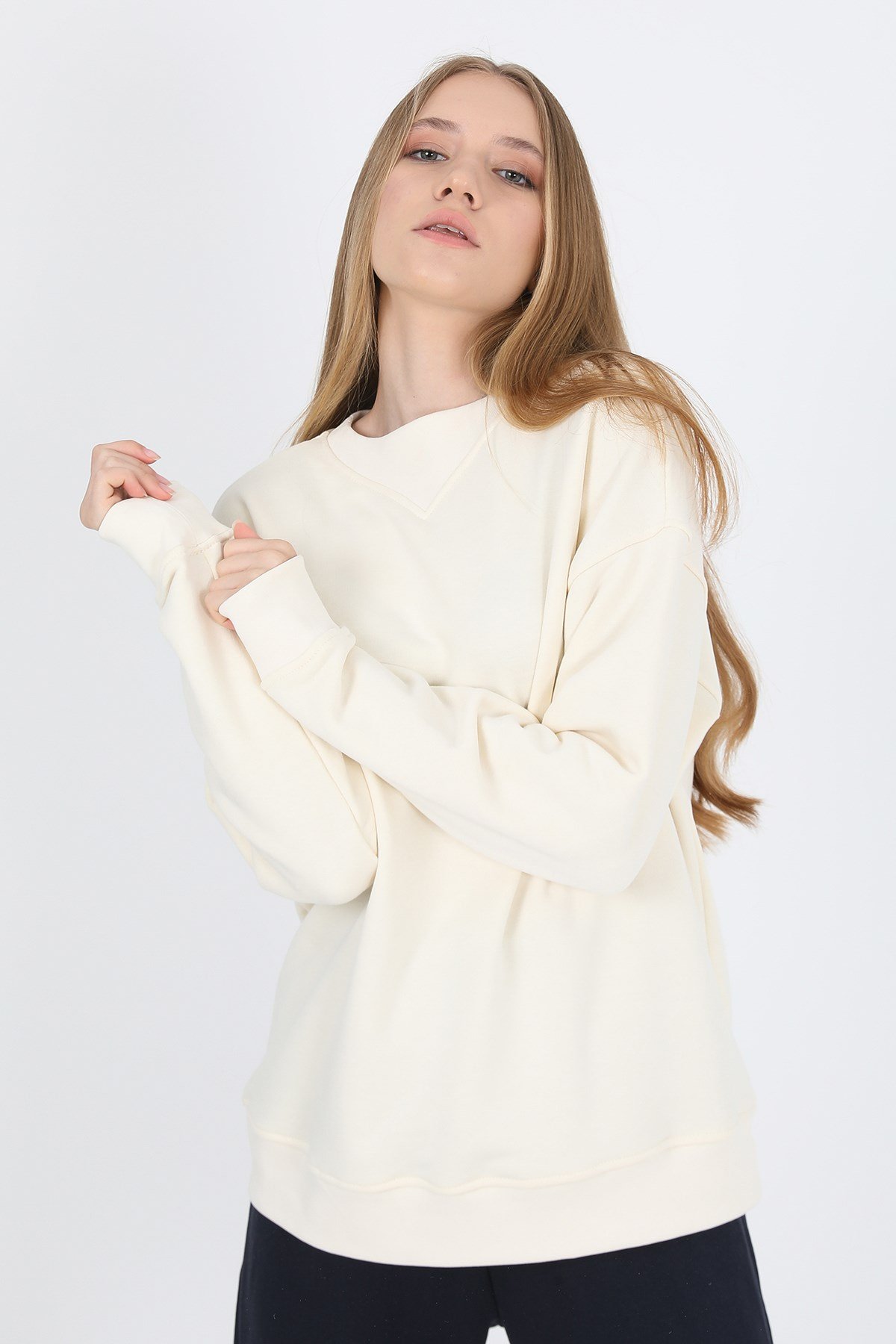 JOHN FRANK WOMAN SPORTS&LOUNGEWEAR SWEATSHIRT EKRU
