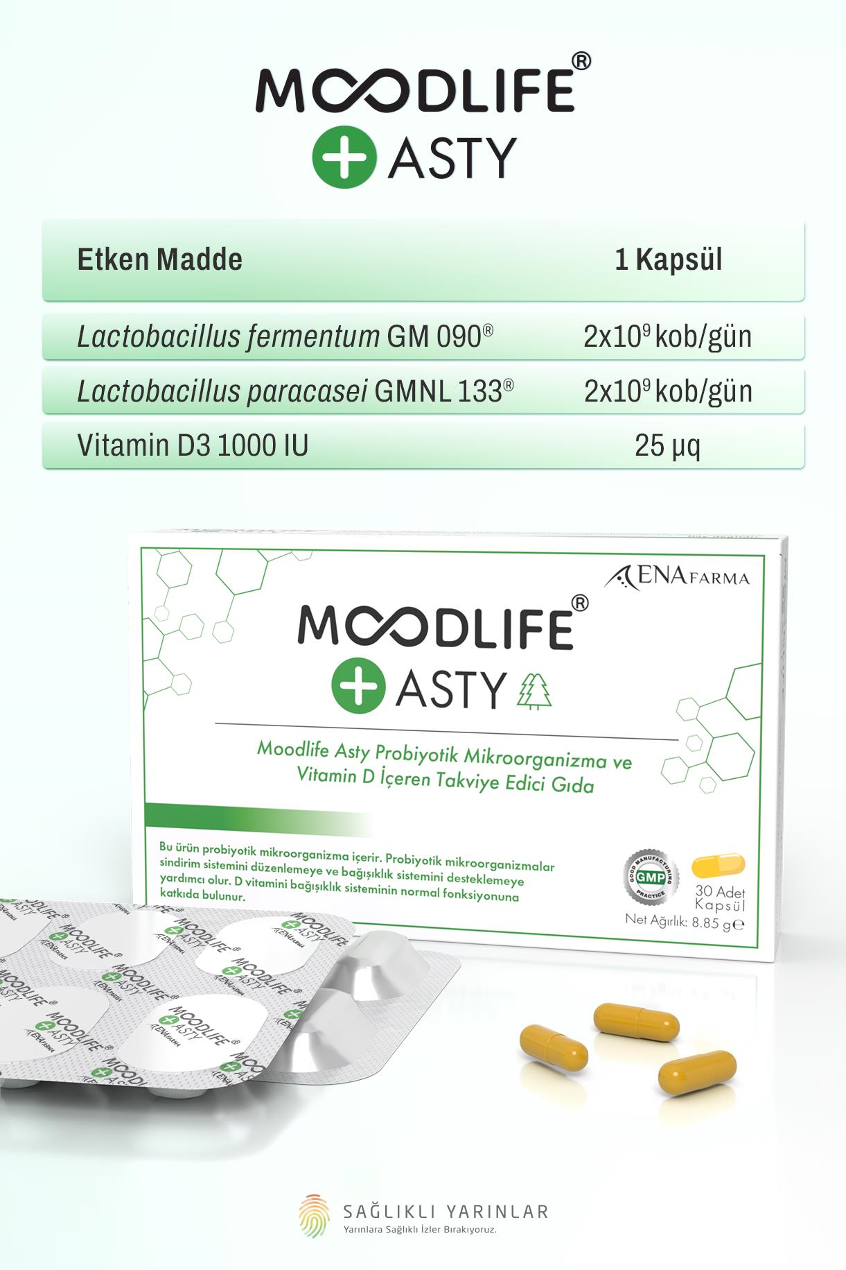 Moodlife Asty için Probiyotik Destek 30 Kapsül