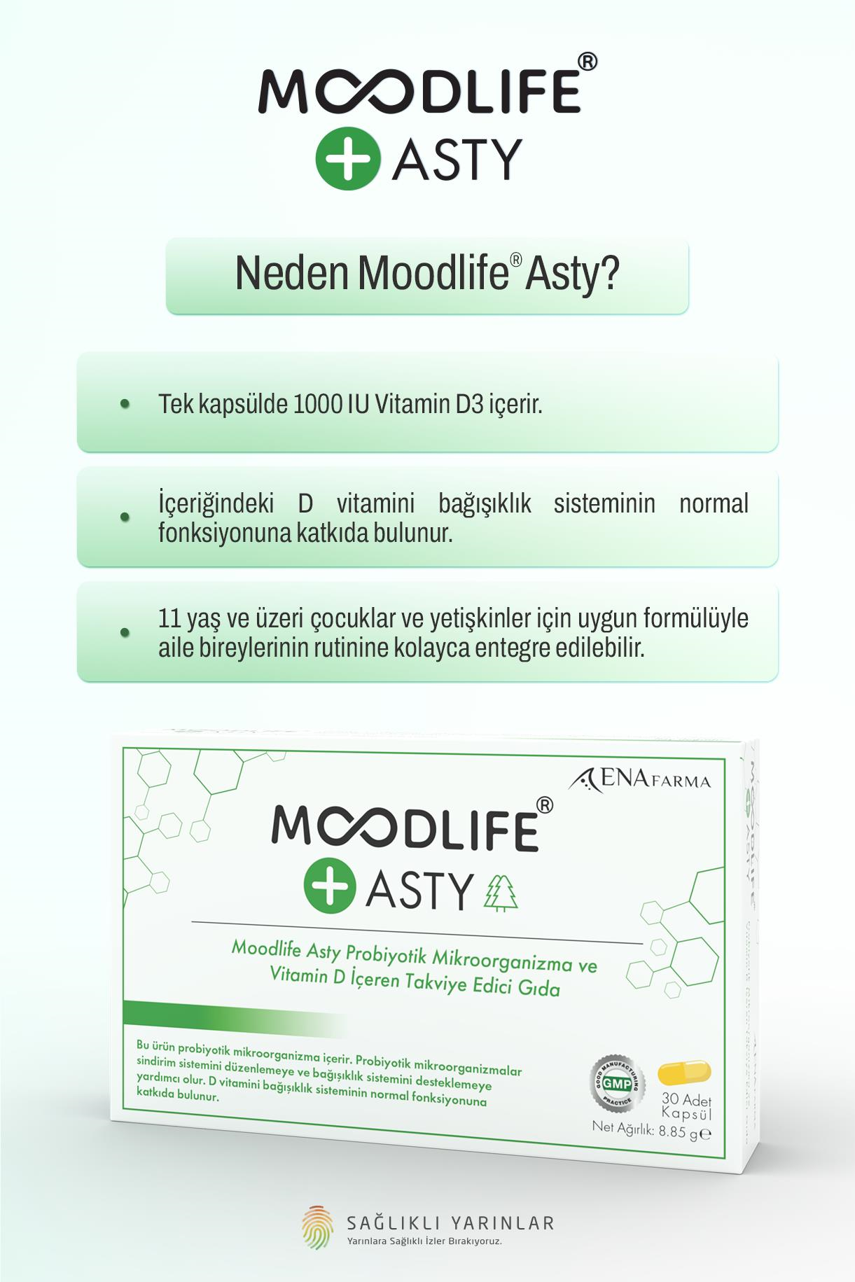 Moodlife Asty için Probiyotik Destek 30 Kapsül