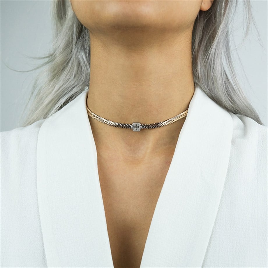 Baget Pırlanta Balıksırtı Choker Kolye