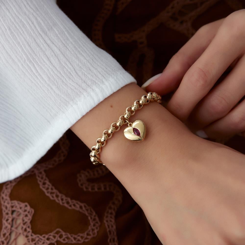 Cetaş Eterna Kalp Charm Altın Bileklik
