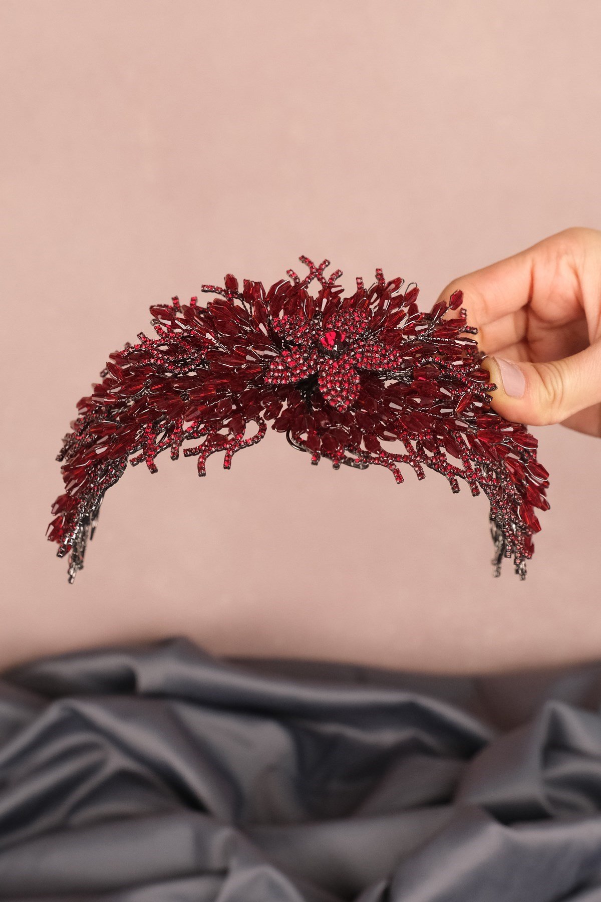 Bordo Alya Kına Gelin Tacı