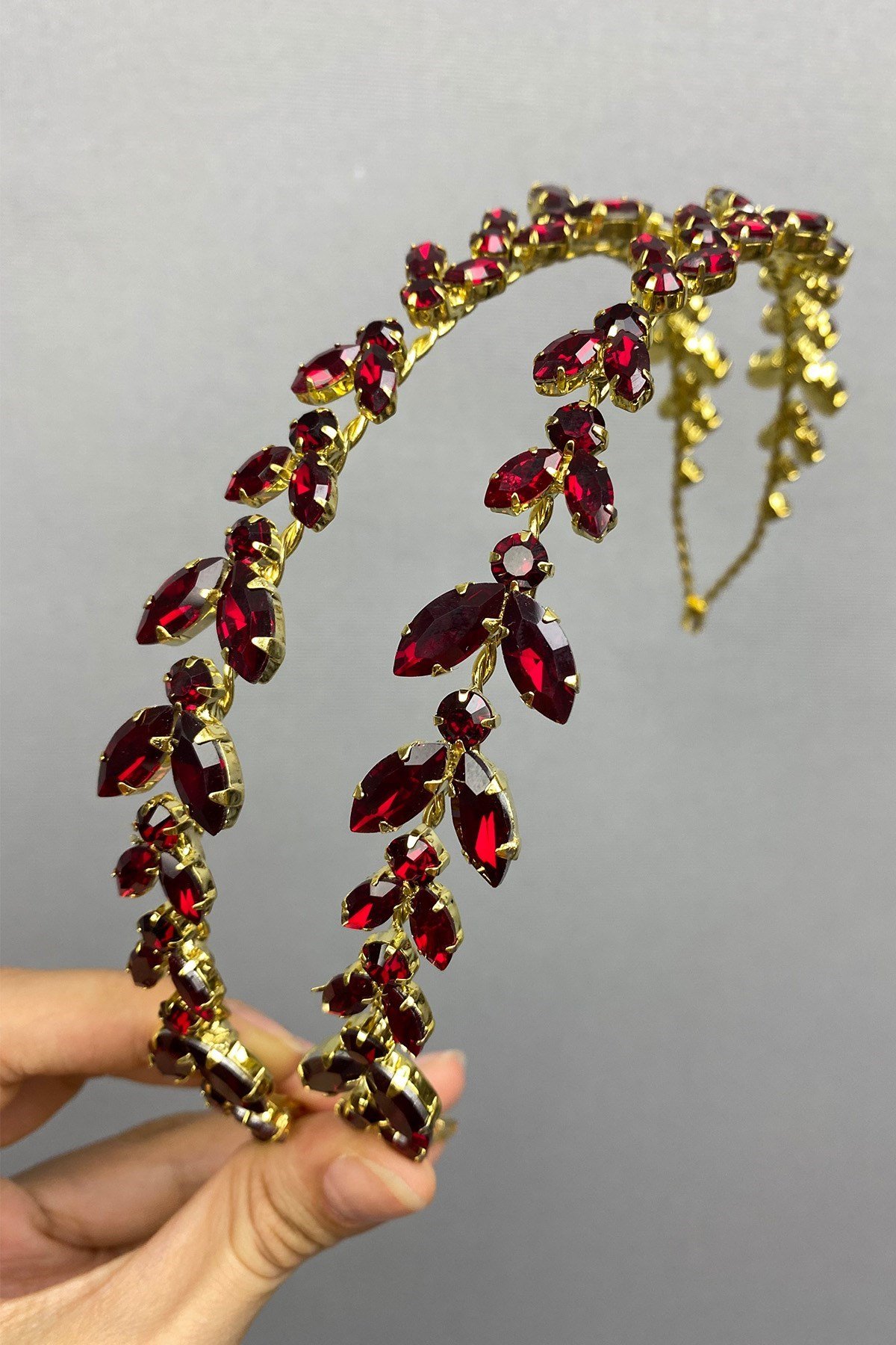 Bordo Gold Alfa Kına Gelin Tacı