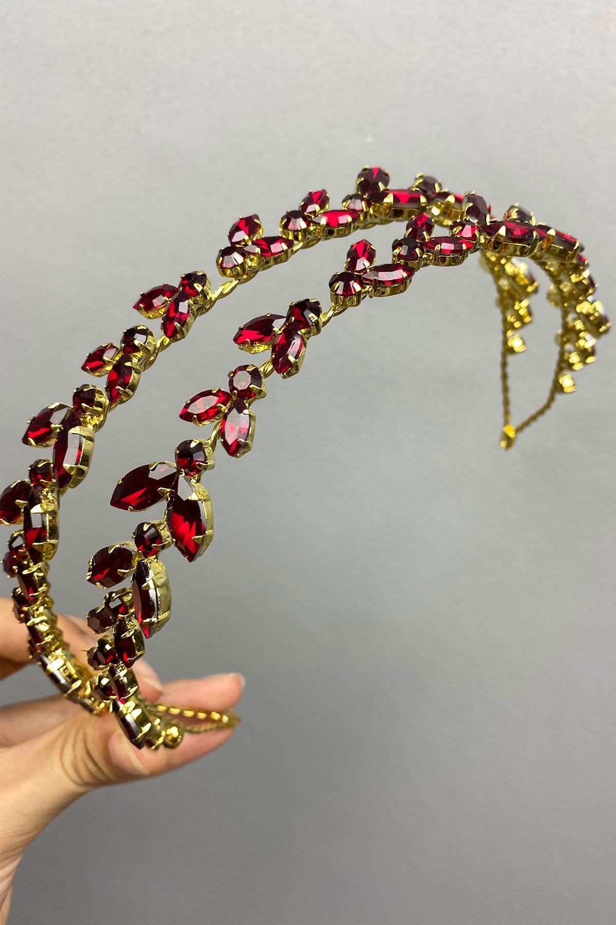 Bordo Gold Alfa Kına Gelin Tacı