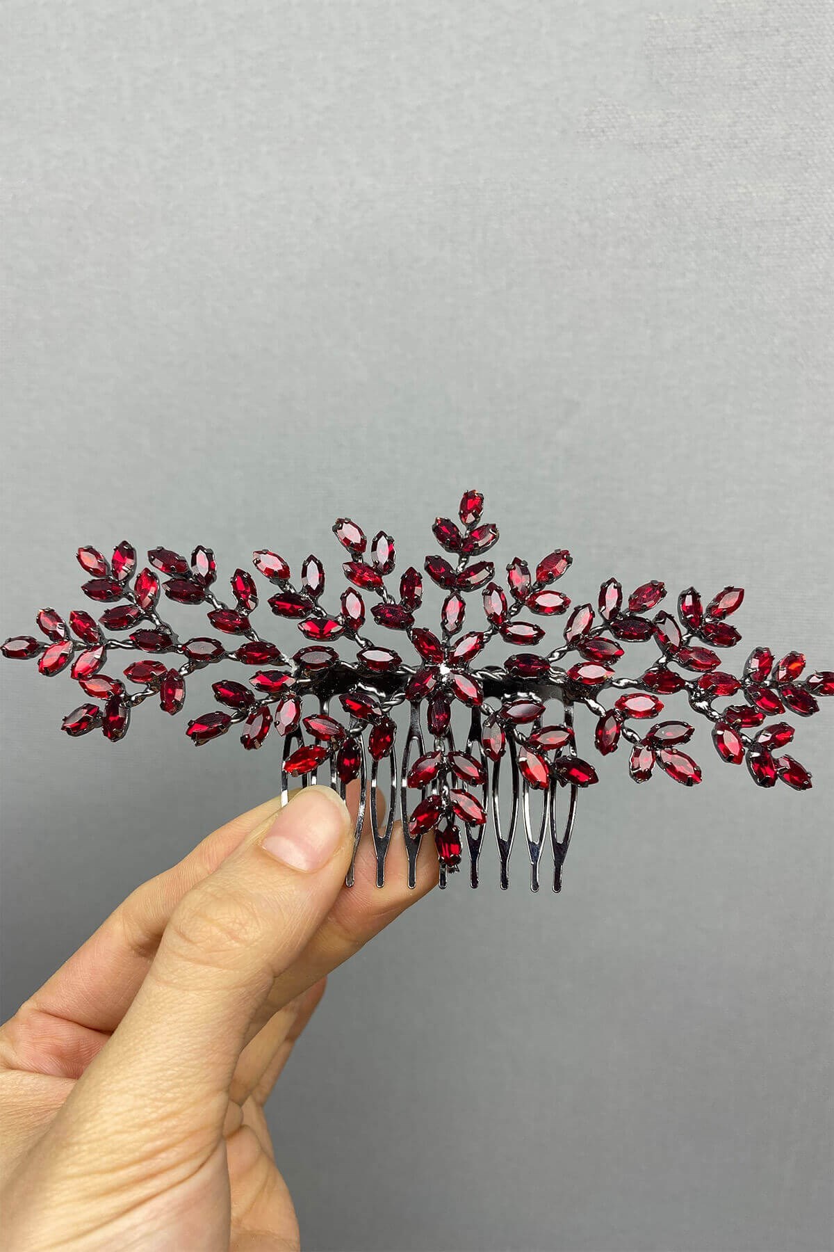 Bordo Taşlı Taraklı Toka Saç Aksesuarı