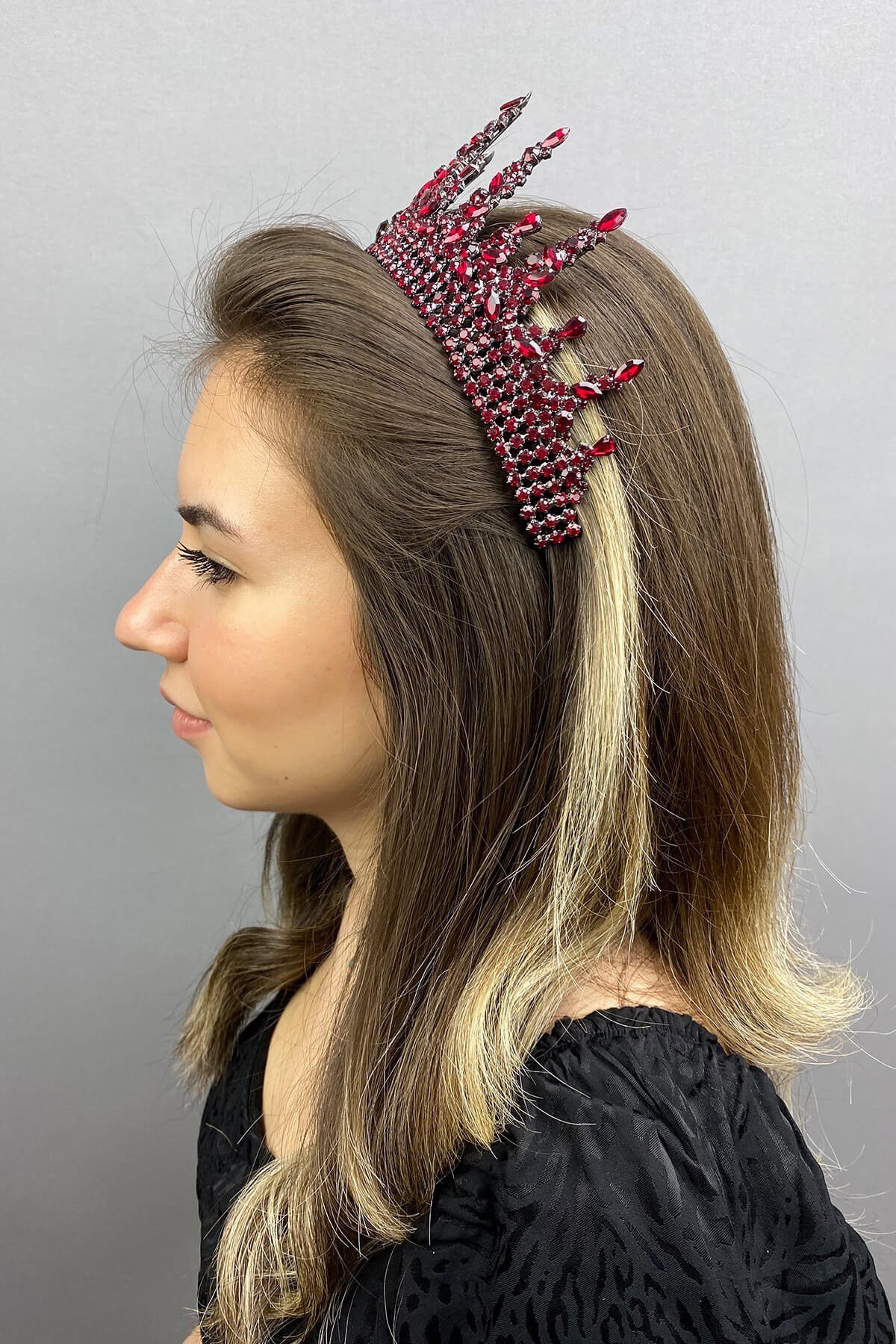 Gatria Model Bordo Gelin Kına Tacı