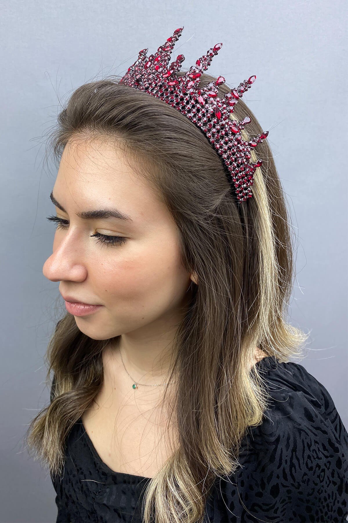 Gatria Model Bordo Gelin Kına Tacı