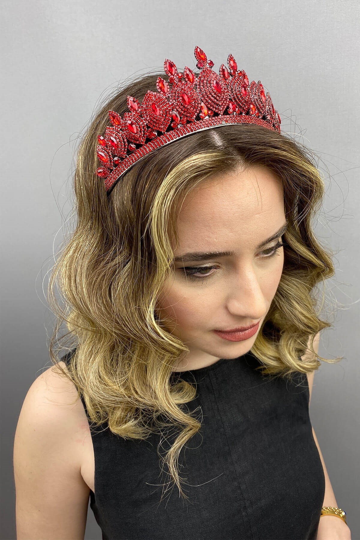 Kırmızı Hera Model Gelin Kına Tacı