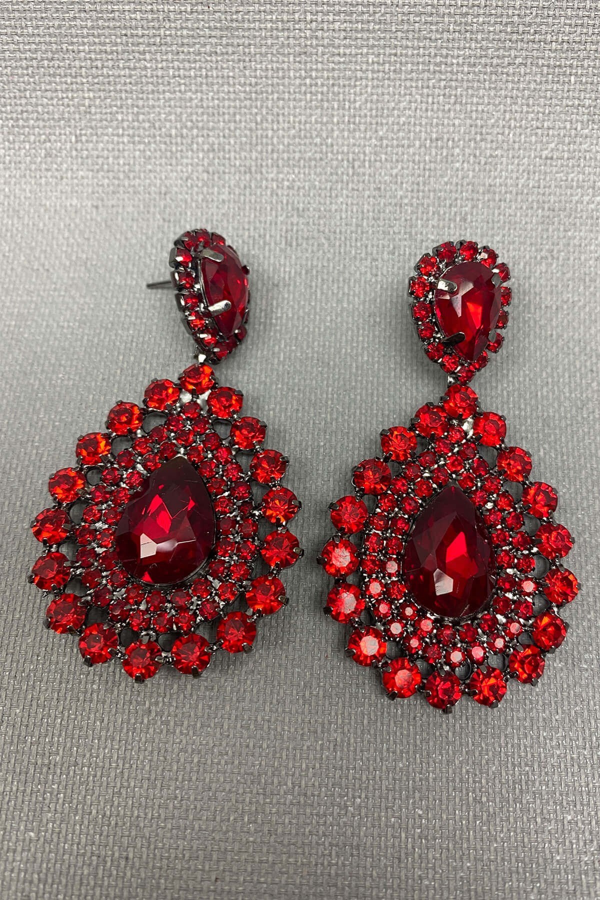 Kırmızı Subra Model Gelin Kına Tacı ve Küpe