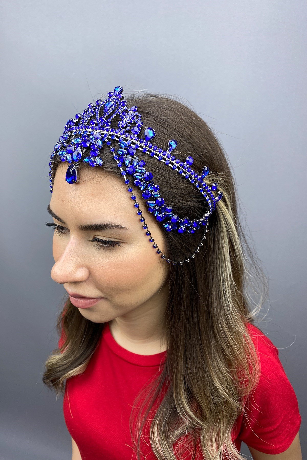 Saks Mavi Hürrem Gelin Kına Tacı