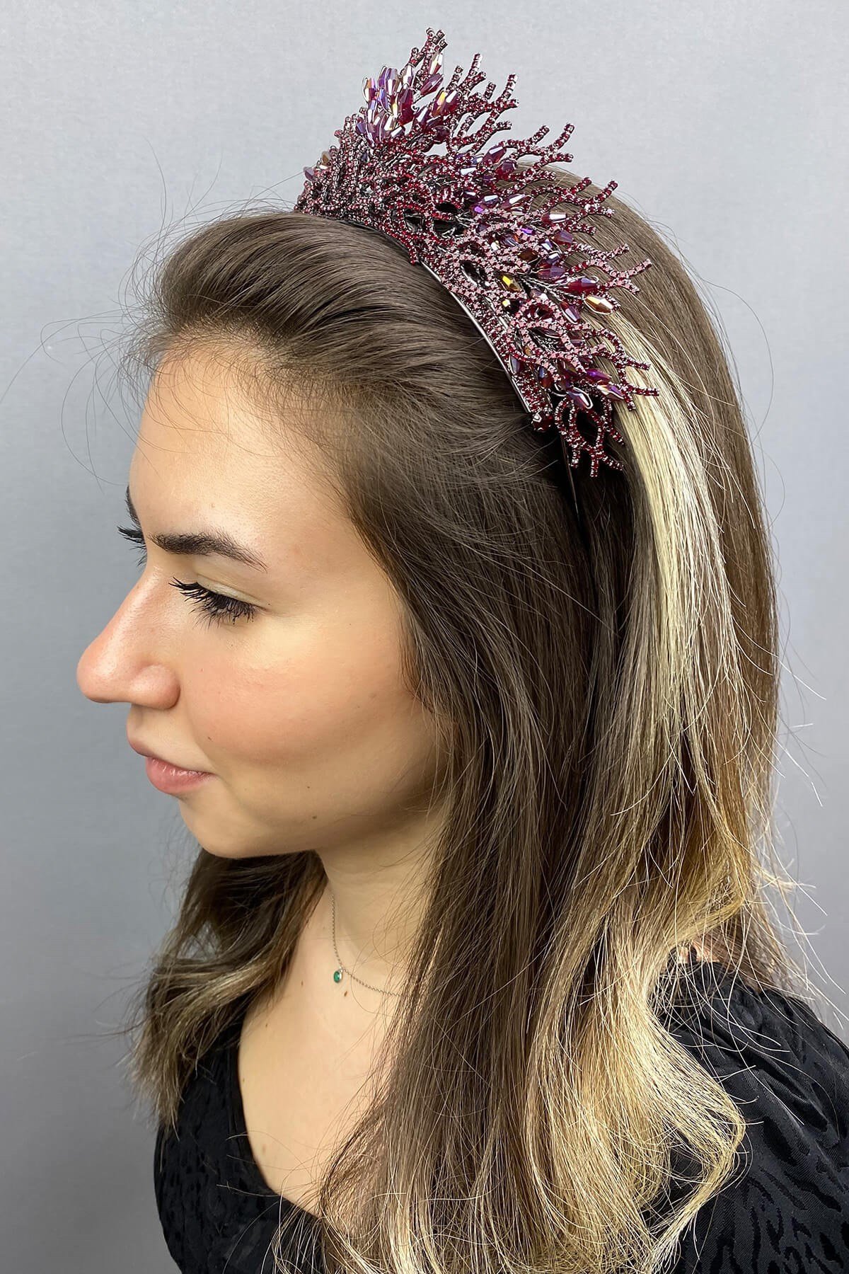 Zehra Model Bordo Gelin Tacı