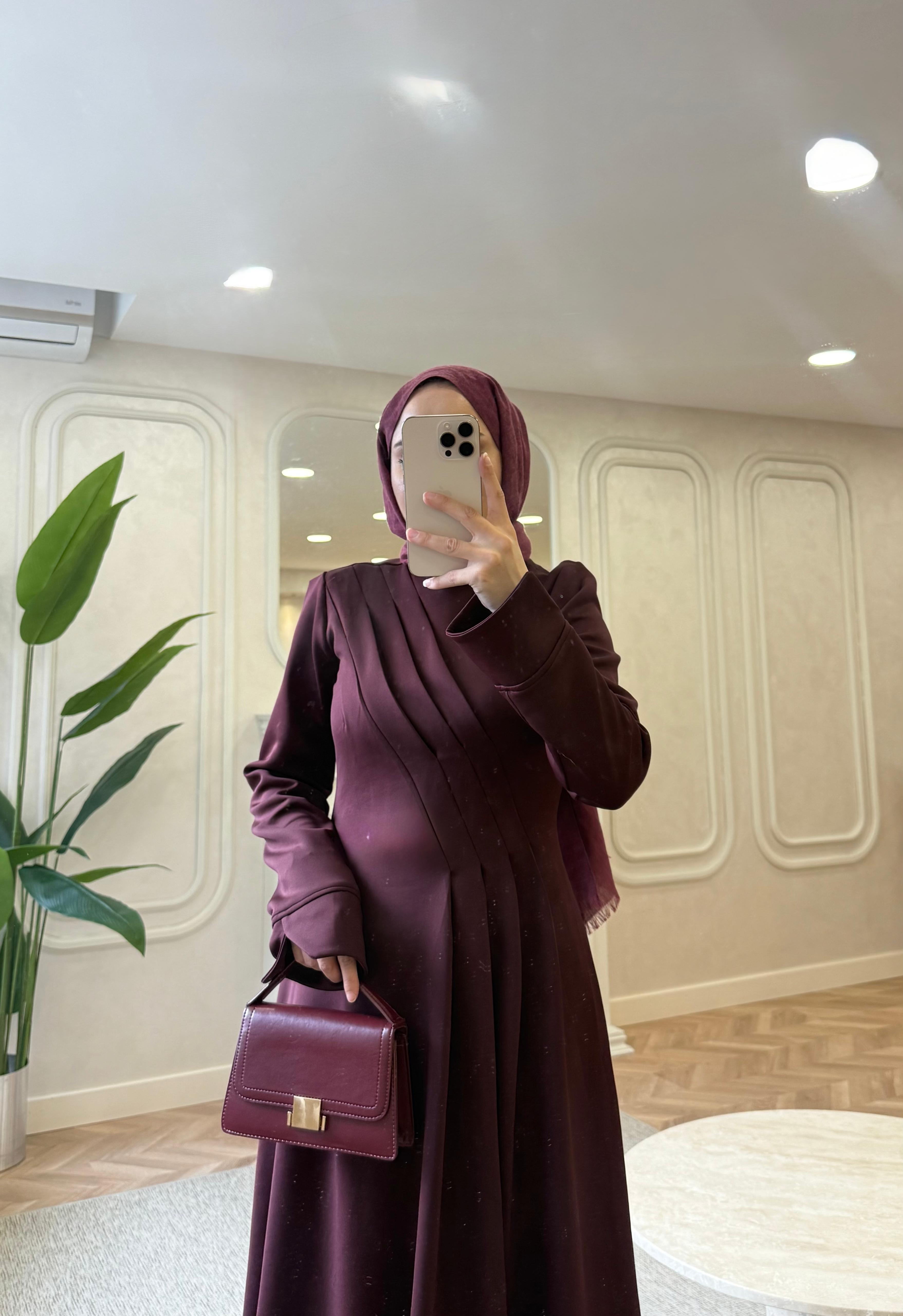 ELBSE-04H&R ButikBear Scuba Elbise Bordo