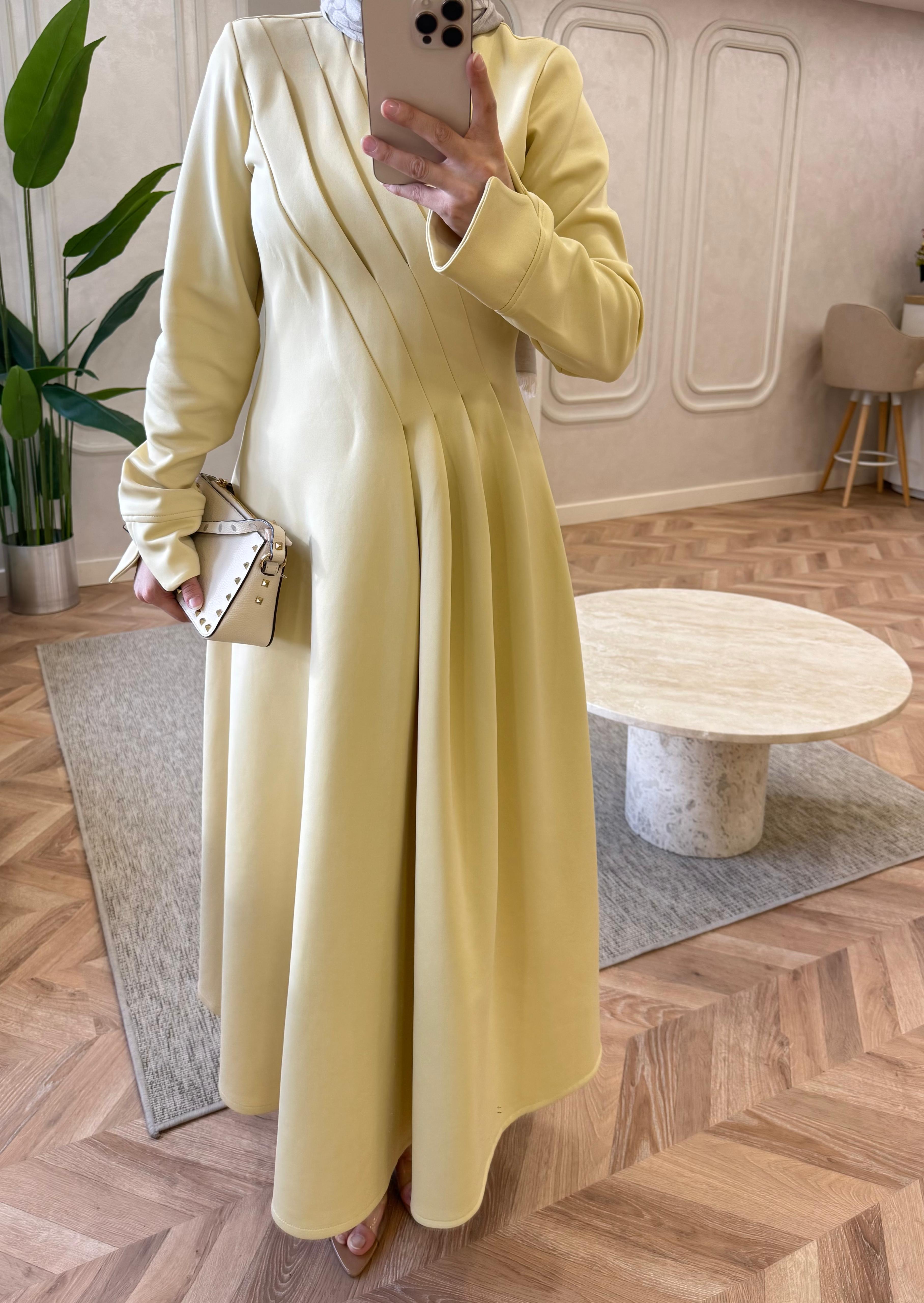 ELBSE-02H&R ButikBear Scuba Elbise Sarı