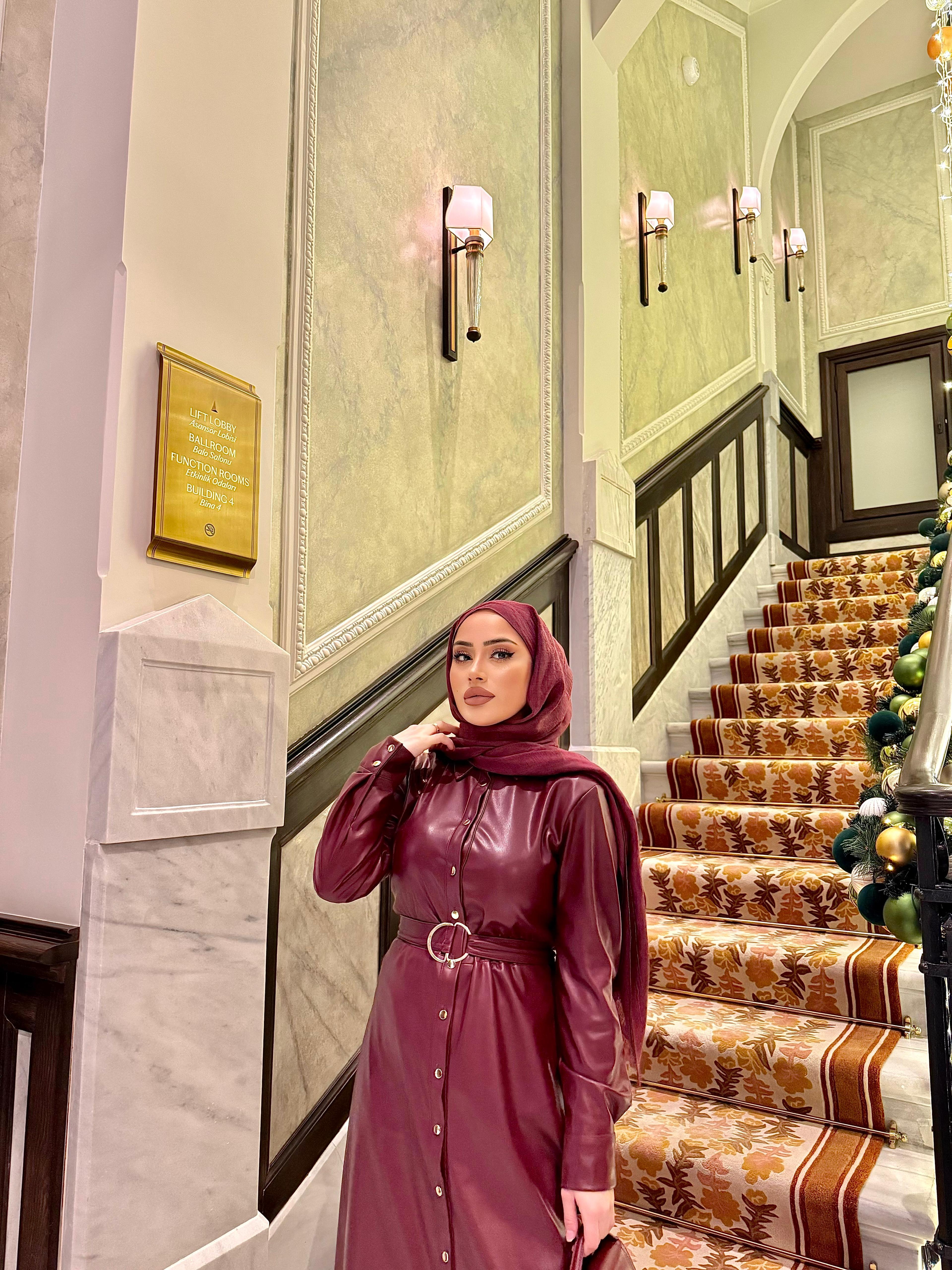elbs-1526H&R ButikDeri Elbise Bordo