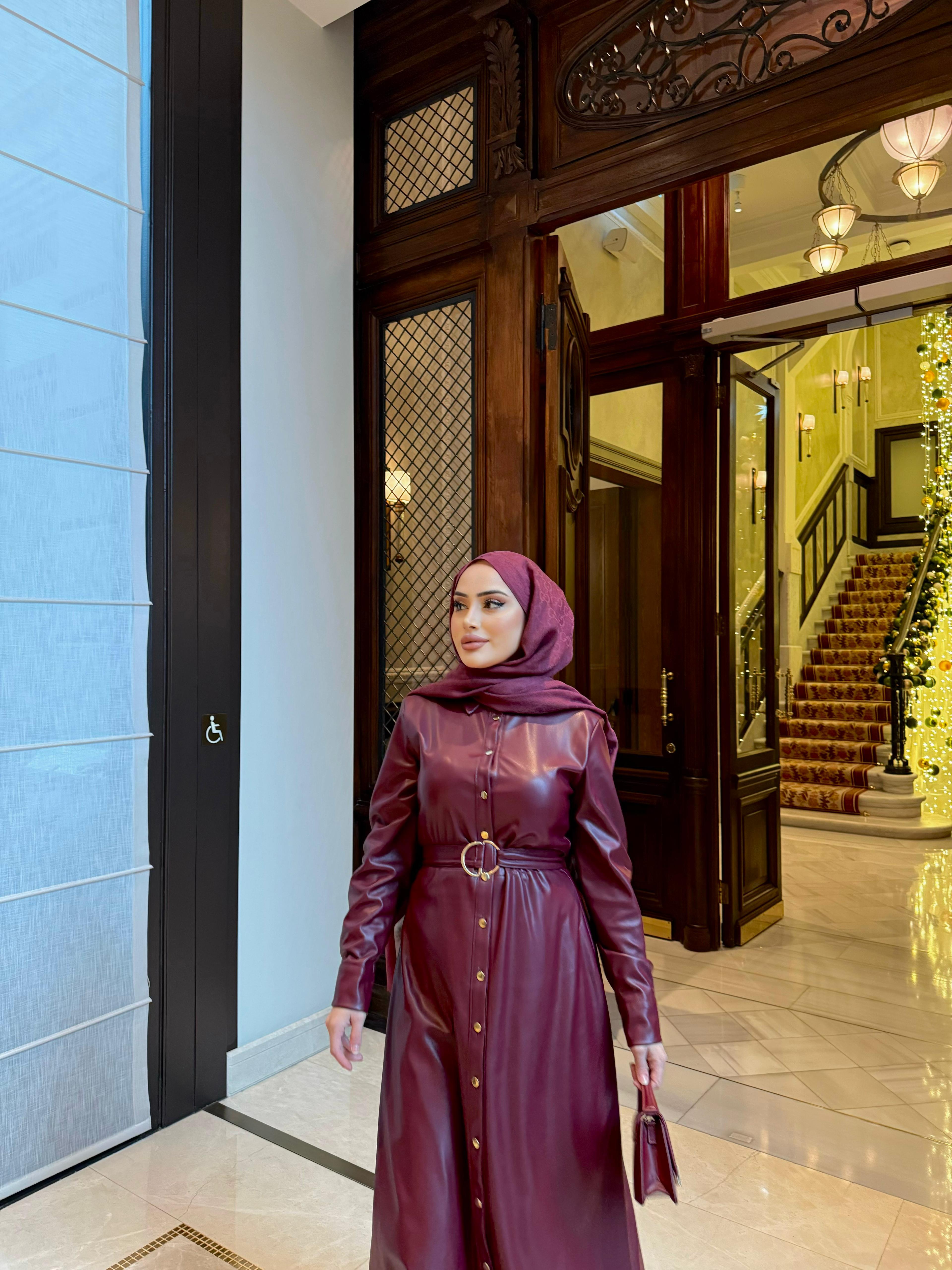 elbs-1526H&R ButikDeri Elbise Bordo